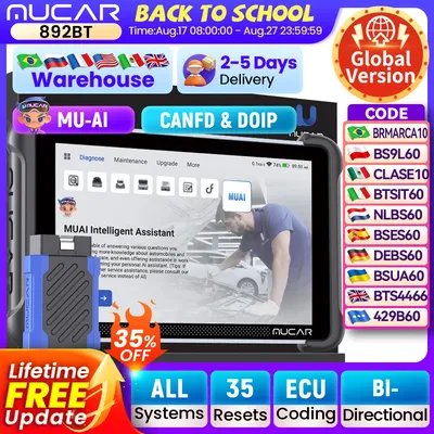 THINKCAR MUCAR 892BT AI Bidirectional Automotive Tool ECU Coding 34 Reset Diagnose Life Free Obd2 Scanner CANFD DOIP OBD Scanner