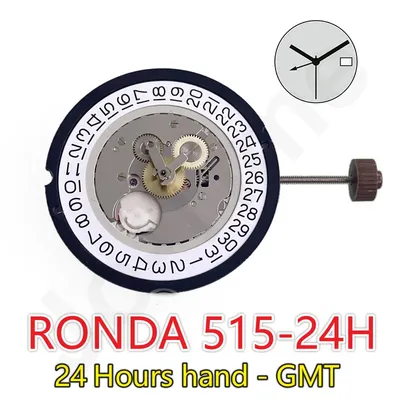 Ronda 515.24h Movement 515 24h Movement 515-24h Movement 11½''', 25.60 Mm Multifunction 24 Hours Hand - Gmt Date 3 Hands