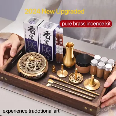Zen Traditional Brass Incense Making Kit Portable Hand Fragrance Powder Seal Mould Tools Ancient Incense Burner Accessories DIY