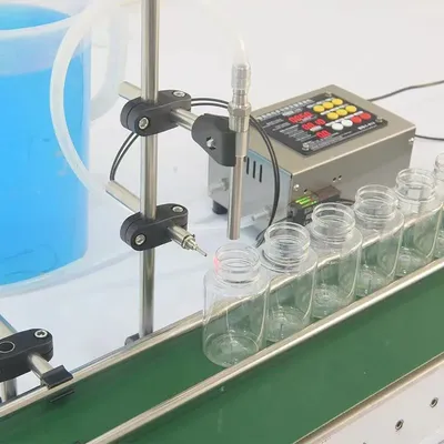 Automatic Filling Machine With Conveyor Belt Single Head Liquid Filler Juice Milk Water Sense High Precision Heat Resistance