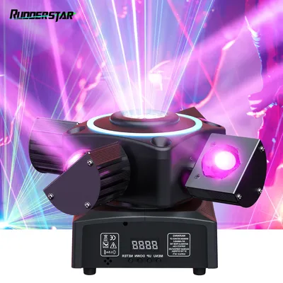 120W RGBW 4-IN-1 Stage Effect Light LED Moving Head Light Beam Strobe Laser Lights for DJ Party Concert Church Wedding Theater