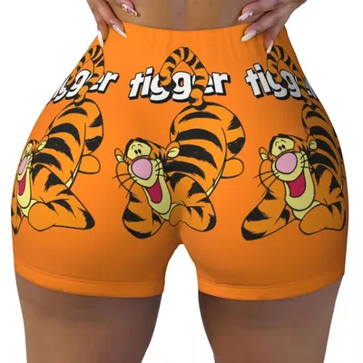 Custom Winnie The Pooh Tigger Cartoon Anima Workout Running Volleyball Shorts Women's Gym Yoga Shorts