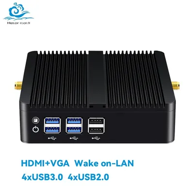 Helorpc Fanless Industrial Mini PC Inter Core i3/i5/i7 Processor with 4xUSB3.0 4xUSB2.0 HDMI VGA Support WIN10 LINUX Computer