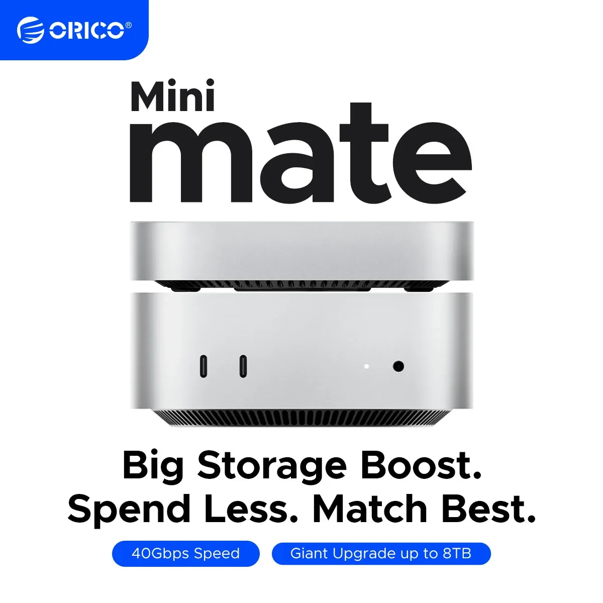 ORICO MiniMate External SSD Storage Expansion 40Gbps Desktop Dock for MacMini 4 with 512GB 1TB 2TB 3TB 4TB 8TB SSD Storage
