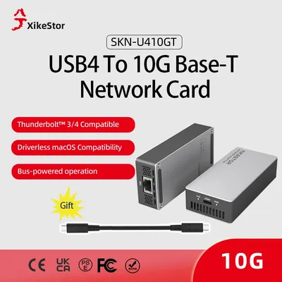XikeStor USB4 To 10G Base-T Network Card,The USB4 to 10GbE adapter support USB4 or Thunderbolt 3/4 protocols