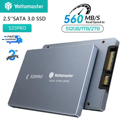 Yottamaster S25PRO 2TB 1TB SATA III SSD 2.5''inch Internal Solid State Drive 6Gbps Aluminum Hard Disk Upgrade Laptop PC Desktop