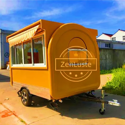 Yellow Color Food Trailer Mobile Food Cart Caravan Food Truck Hamburger Shape Mobile Business Factory Customized Car Restaurant