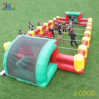 12x6m commercial giant adults inflatable sport game,kids inflatable human foosball soccer field for sale
