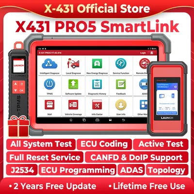X-431 PRO5 SmartLink LAUNCH J2534 Programming Car Diagnostic Tool Automotive Scanner Autoscan Diagnosis Scan 2 Years Free Update