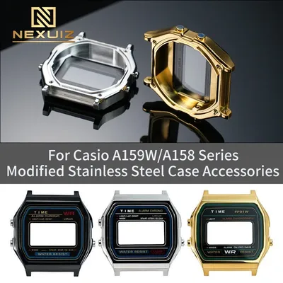 A158 A159 F91 Stainless Steel Case For Casio Small Square A158 A159 F91 Modified Stainless Steel Case Upgraded Metal Case Strap