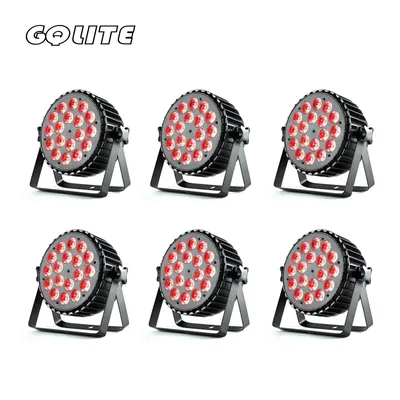 GQLITE 6PCS Aluminum Alloy LED Par 18x12W RGBWLights 4in1 LED Lighting DMX512 Disco Light Professional Stage Dj Fast Shipping
