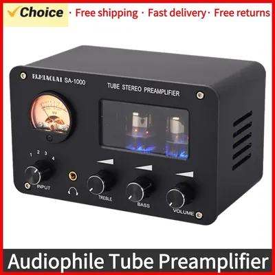 SA-1000 Audiophile Tube Preamplifier Audio HiFi Electric Tube Amplifier 4 Inputs 2 Outputs Audio Interfaces Lossless Switching