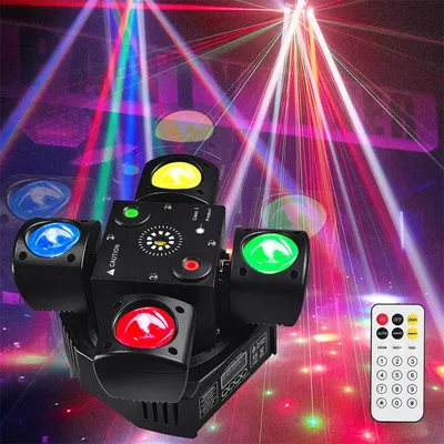 Remote Control LED Beam Moving Head Light DMX Red&Green Laser Amber Flash Effect Lighting DJ Disco Nightclub Party Stage Lights