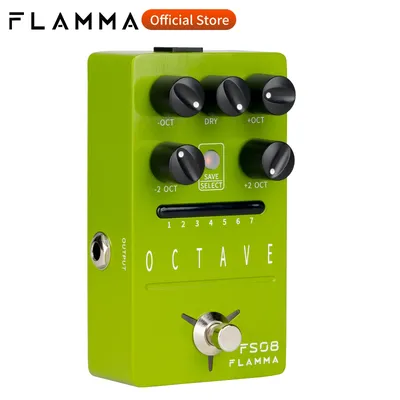 FLAMMA FS08 Guitar Octave Effects Pedal polyphonic octave effects 7 Preset Slots Individual control for Dry signal