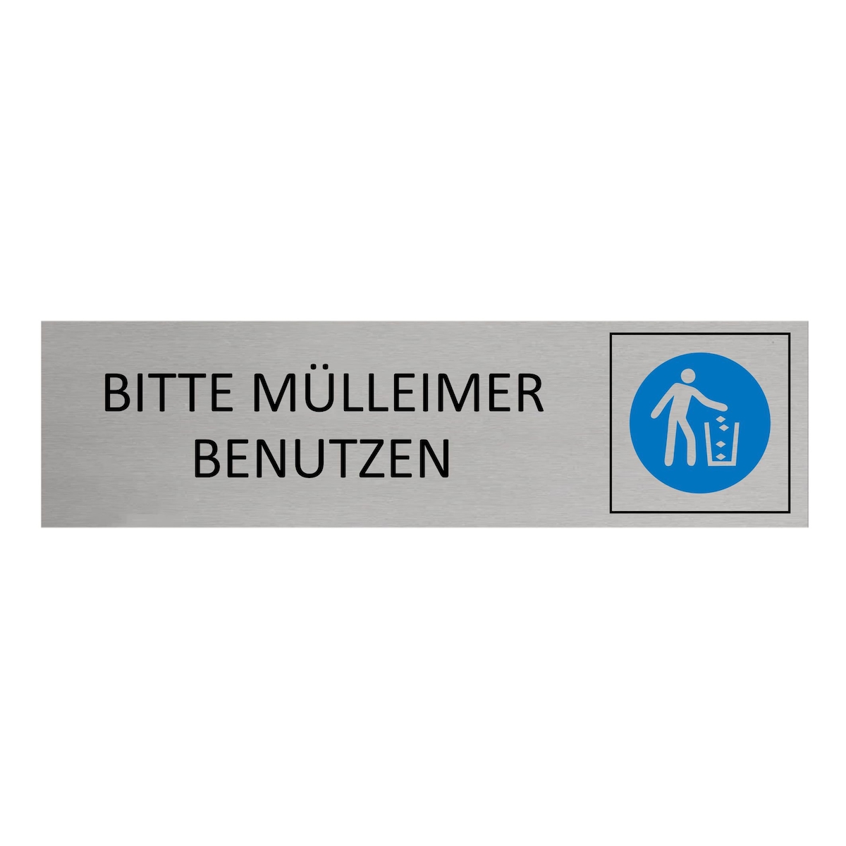 CombiCraft Aluminium Türschild Bitte Mülleimer benutzen 165x45mm mit 3M-Tape Image