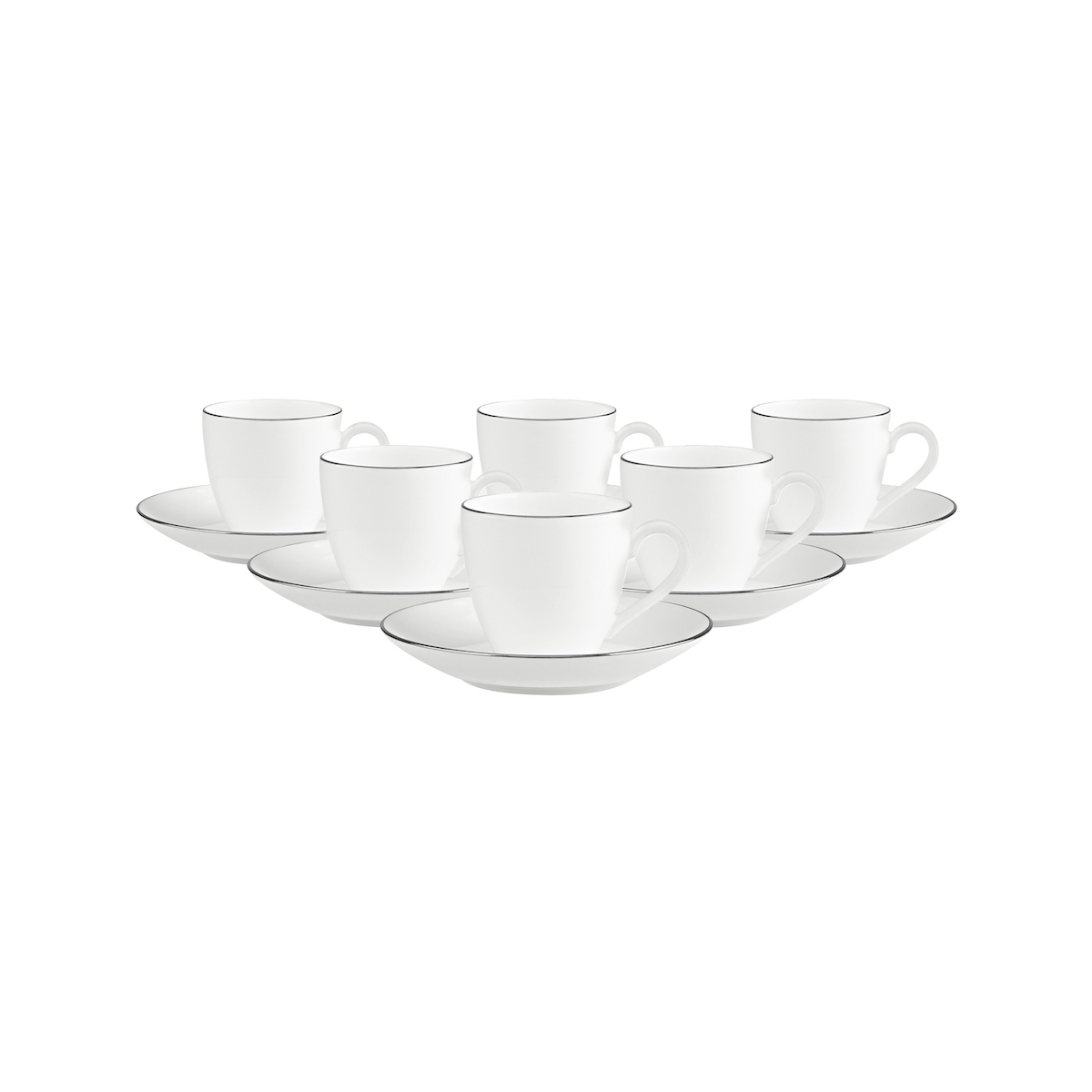 Villeroy & Boch Anmut Platinum No.1 Mokka-/Espressotasse mit Untertasse 60 ml 6er Set Image