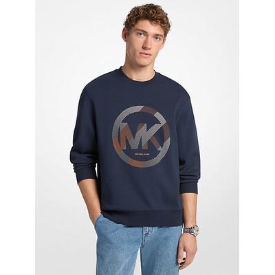 Michael Kors Graphic Logo Cotton Blend Crewneck Sweatshirt Blue XL