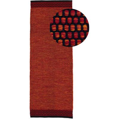 Teppich CARPETFINE "Kelim Mia, auch als Läufer erhältlich", rot, B:80cm H:6mm L:300cm, Baumwolle, Teppiche, handgewebt, Baumwolle, Wendeteppich, Fleckerl, Bordüre, Wohnzimmer Image