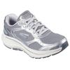 Sneaker SKECHERS "GO RUN CONSISTENT 2.0", Damen, Gr. 40, grau (grau, silberfarben), Leder, Synthetik, Textil, metallic, sportlich, Schuhe, Retro Sneaker, Schnürschuh mit Metallic-Besätzen, Weite G (=weit)
