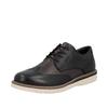 Schnürschuh RIEKER, Herren, Gr. 45, schwarz (schwarz, grau), Glattleder, Lyralochung, casual, Schuhe, Schnürschuh, Business-Schnürer in bequemer Form