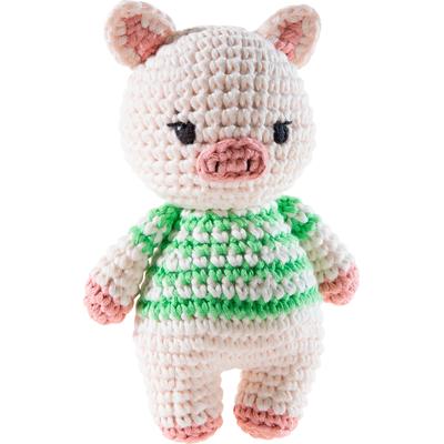Kuscheltier HEUNEC "Crochi, Häkel-Freund Schwein", creme, rosa, grün, Plüschfiguren, KinderH:15cm, H:15cm Image