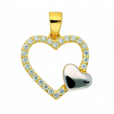 Herzkette ADELIA´S "Halskette - Herzkette mit Anhänger Herz mit Zirkonia aus 333", gold, Halsketten, Damen, Gelbgold 333-Gold, Gelbgold 333, Gold, Schmuckset mit bis 45 cm stufenlos verstellbarer 925 Silber Halskette Image