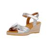Keilsandalette GABOR COMFORT "Gabor Comfort Sandalen Leder", Damen, Gr. 40, silber, Leder, casual, Schuhe