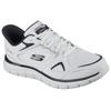 Slip-On Sneaker SKECHERS "TRACK", Herren, Gr. 48,5, schwarz-weiß (weiß, schwarz), Leder, Textil, casual, Schuhe, Freizeitschuh, Schnürschuh mit Memory Foam
