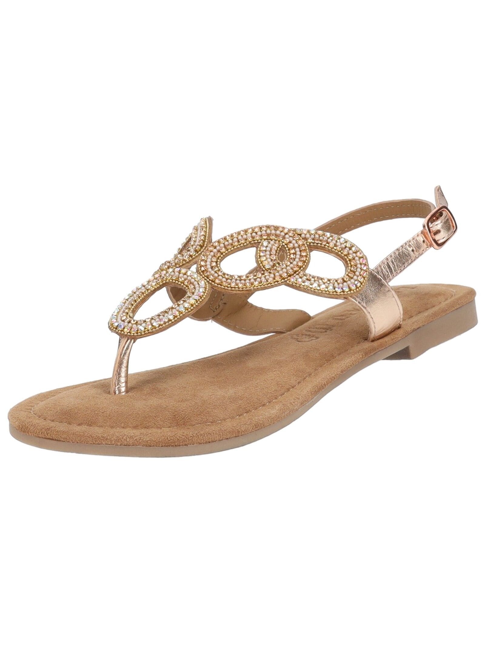 Riemchensandale LAZAMANI "Lazamani Sandalen Leder/Textil", Damen, Gr. 37, orange (peach), Leder, Textil, Schuhe Riemchensandale