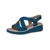 Keilsandalette CAPRICE "Caprice Sandalen Nubukleder", Damen, Gr. 36, blau, Nubukleder, casual, Schuhe