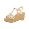 Keilsandalette PAUL GREEN "Paul Green Sandalen Leder", Damen, Gr. 38,5, grau (platin), Leder, casual, Schuhe