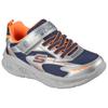 Sneaker SKECHERS "SKECHERS METEOR-LIGHTS", Kinder, Gr. 33, bunt (silberfarben, orange), Lederimitat, Textil, kontrastfarbene Details, metallic, sportlich, Schuhe, Klettschuh mit Blinkfunktion, Größenschablone zum Download