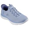 Slip-On Sneaker SKECHERS "SUMMITS", Damen, Gr. 41, blau (graublau), Textil, sportlich, Schuhe, Freizeitschuh mit Slip-ins