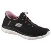 Slip-On Sneaker SKECHERS "SUMMITS", Damen, Gr. 41, lila (schwarz, mauve), Textil, kontrastfarbene Details, sportlich, Schuhe, Freizeitschuh mit Slip-ins