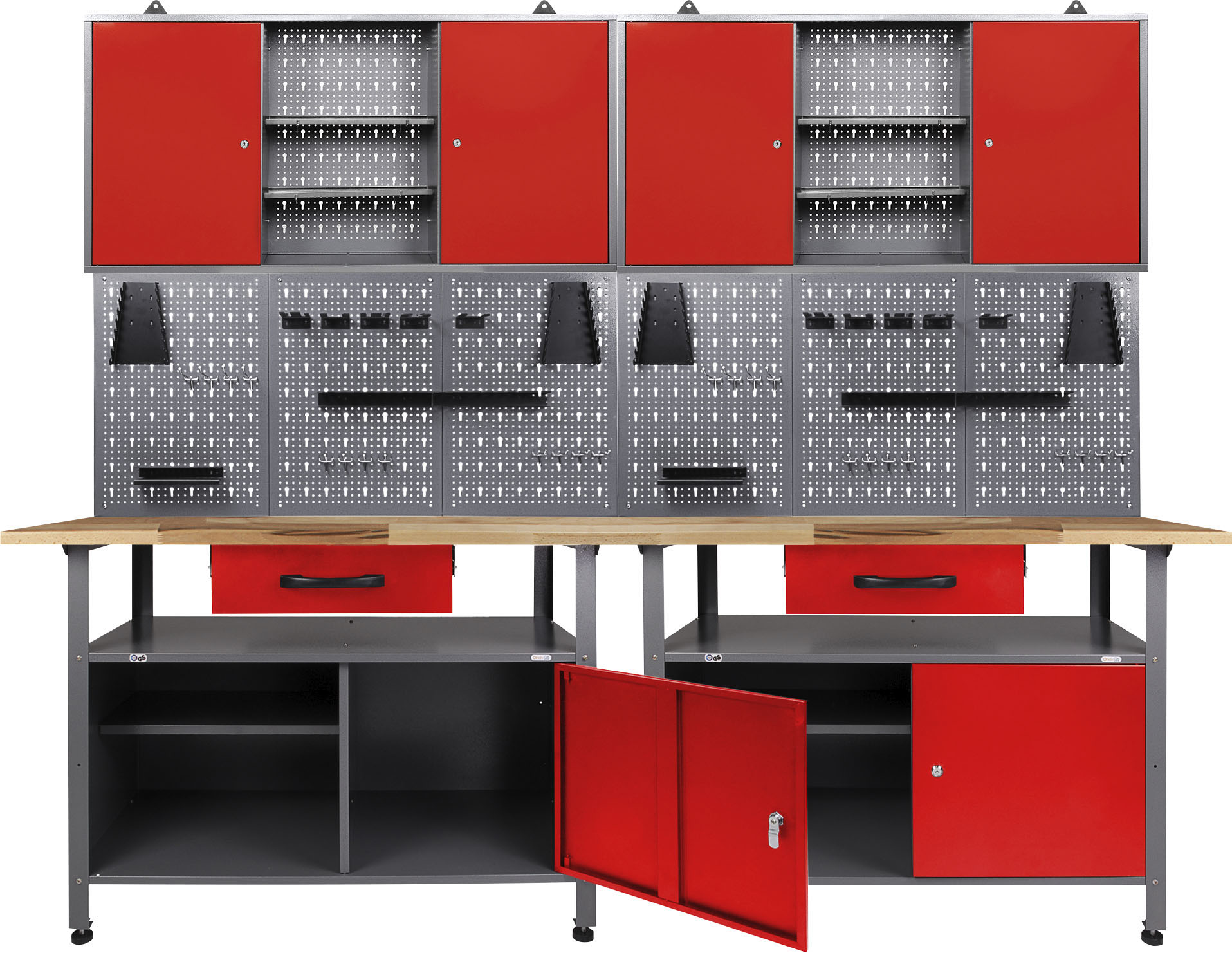 Werkstatt-Set ONDIS24 "Klaus", rot (anthrazit, rot), B:240cm H:205cm T:60cm, Metall, Werkbänke, 240 cm Image