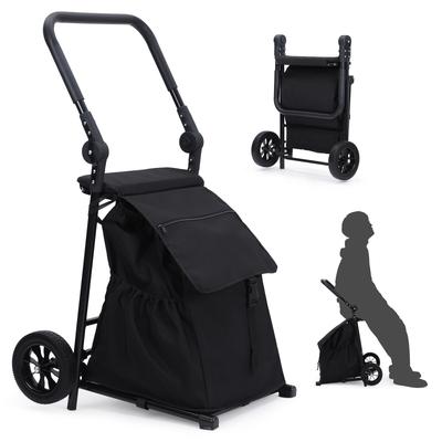 2 In 1 Foldable Grocery Cart, Portable Collapsible Shopping Cart