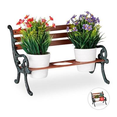 relaxdays Mini Blumenbank für 3 Töpfe Gr. M