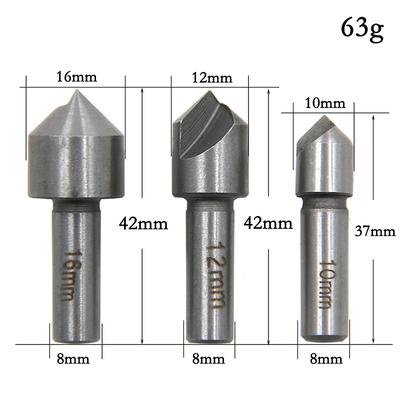 High Quality HSS Countersink 3pcs Drill Bit Set For Steel Snd Hard Metals 10mm 12mm 16mm High Speed Steel Chambering Hole