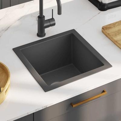 Küchenspüle Handgemachte Einbauspüle Spülen mit 1 Becken Spülbecken Schwarz Edelstahl DE86463 Image
