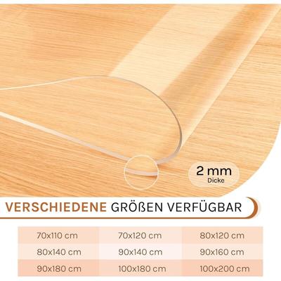 WOLTU Tischdecke transparent , Glasklar Folie Wasserdicht Fettdicht, Hochglanz Schutzfolie für Image