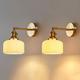 KXQYIKYI Wall Light Wall ng, Brass Wall Sconces Milk te Ceramic Lamp Shade Adjuable Wall Lights, Copper Wall Mounted Lamps, g Roomoom Wall Light Fixture Headboard ng