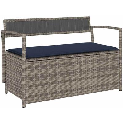Gartenbank mit Stauraum und Kissen Grau Poly Rattan - Vidaxl Image