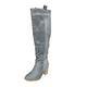 High Heels Boots Sexy Overknees - Knee High Boots Women's with Block Heel - Suede Boots with Side Zip Pointed Toe Long Sheep Boots Plain Elegant Women's Boots, gray, 9 UK