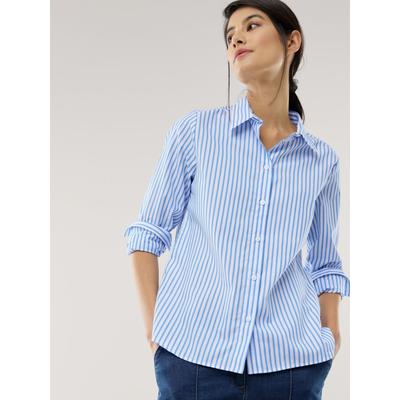Walbusch Damen Baumwoll-Bluse Zeitlos Blau gestreift Image
