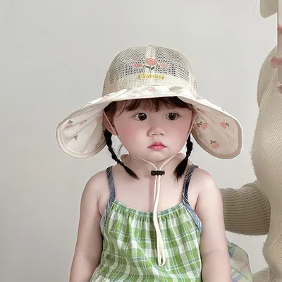 Spring and summer breathable mesh fisherman hat with floral large brim sun hat, sun protection sun hat