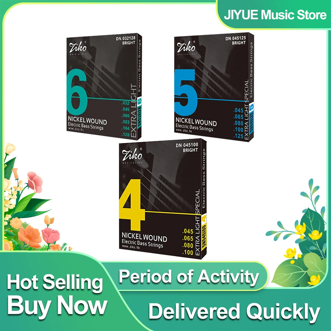 ZIKO Bässe Set Saiten Nickel Saiten DN-045100/DN-045125/DN-032128 Professionelle hochwertige Saitenbass Zubehör & Teile Image