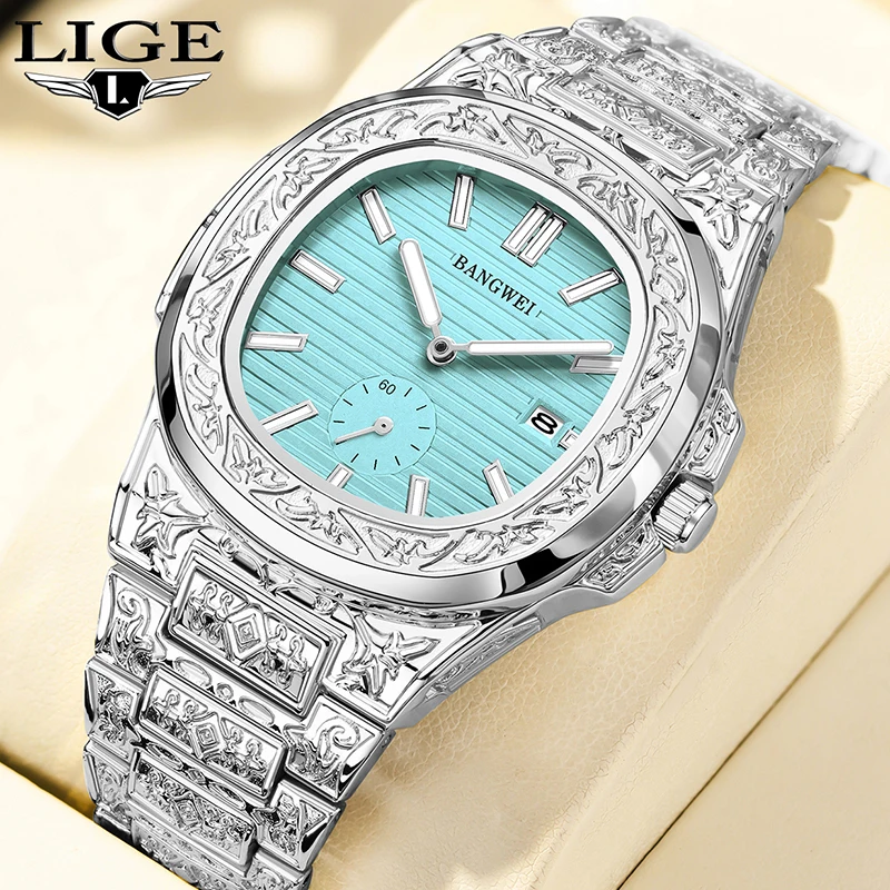 BANGWEI 2025 Neue Luxus männer Quarz Armbanduhr Sport Platz Chronograph Uhr Männlichen Mode Wasserdicht Leuchtende Uhren Für Männer Image