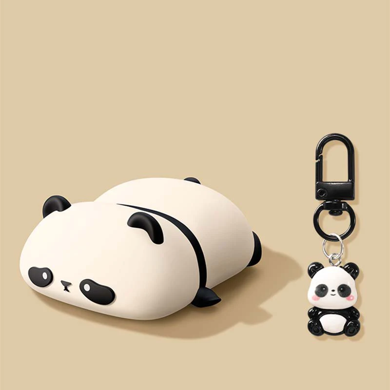 Custodia per cuffie Cute Lying Panda per AirPods 4 (2024) Airpod Pro 1 2 3 Auricolari Bluetooth Scatola di ricarica Custodia protettiva per auricolari