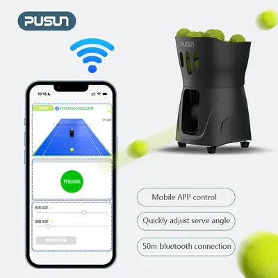 PUSUN Tennisballmaschine Mini Indoor Tennis Automatischer Ballwurfroboter mit Ballnetz für Anfänger tragbar leicht Image