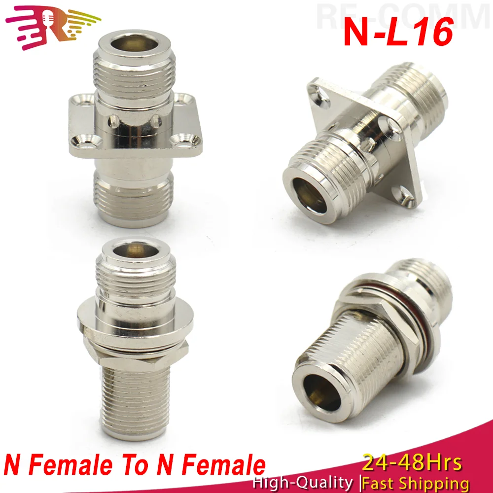 N-Typ L16-Stecker, N-Buchse auf N-Buchse, 4-Loch-Flansch mit O-Ring-Adapter, Schott-Panel-Mount-Stecker, Messing, Kupfer Image